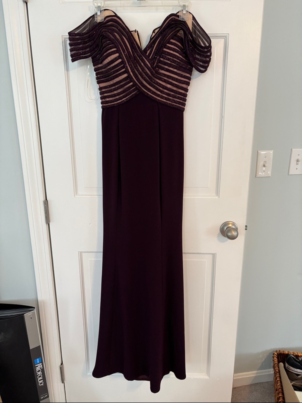 Alexander by Daymor - evening gown Crisscross Stripe Ornate Off Shoulder